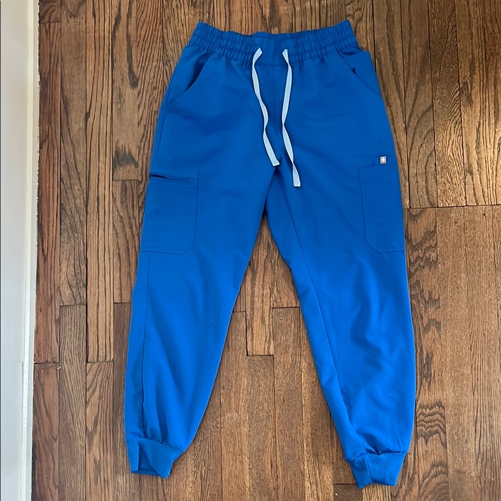 Figs Blue Track Pants with Elastic Cuffs
